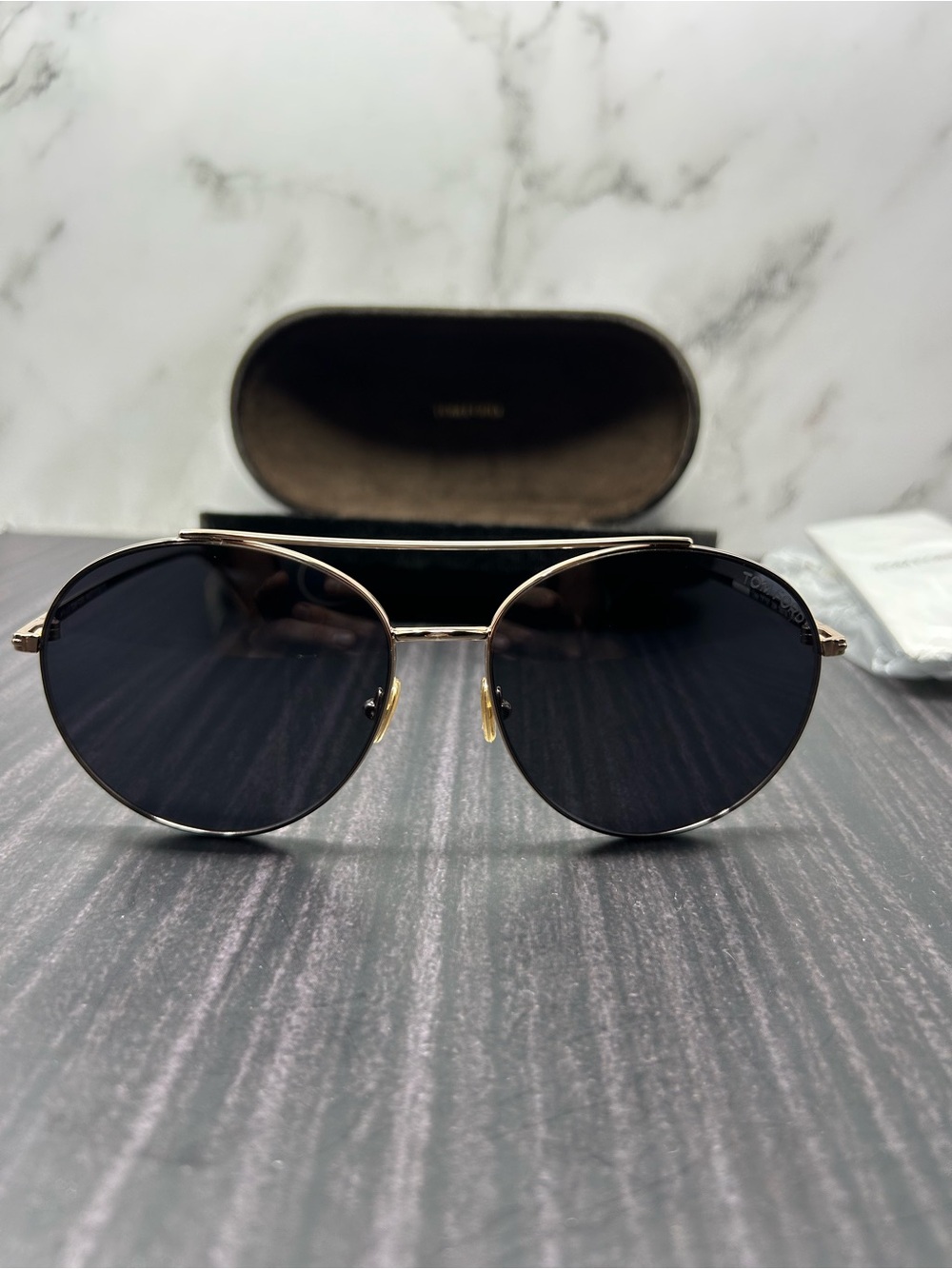 TOM FORD New Sunglasses CLEO Aviator Round Gold TF757 28A 59 16 140